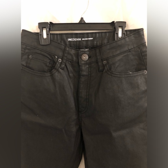 INC International Concepts denim waxed black mid rise skinny jeans size 8/29 new - Picture 6 of 14